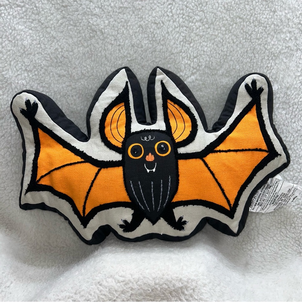 Hyde and Eek halloween bat pillow 20" x 11" orange black grey Target 2021